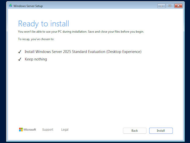 Installing windows files